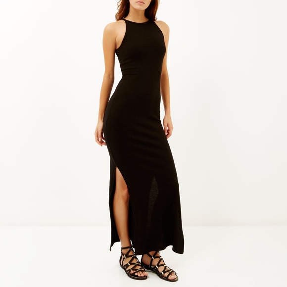 Nordstrom Dresses & Skirts - NEW Women's Black Ribbed Bodycon Maxi Dress w Slit